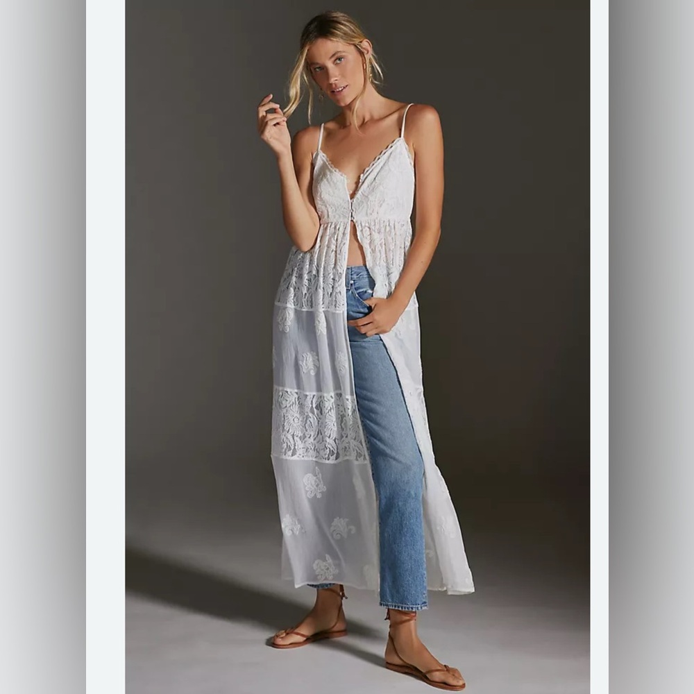 Anthropologie White Lace Maxi Dress Cover-Up